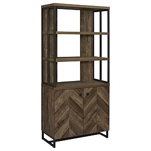 Millbrook 2-door Bookcase Rustic Oak Herringbone and Gunmetal by Coaster