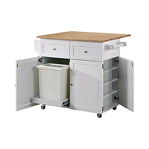 Jalen 3-door Kitchen Cart with Casters Natural Brown and White by Coaster