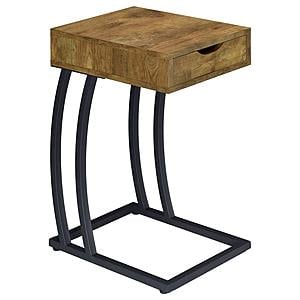 Troy Accent Table with Power Outlet Antique Nutmeg by Coaster