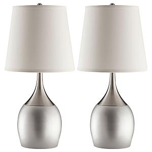 Tenya Empire Shade Table Lamps Silver and Chrome (Set of 2) by Coaster