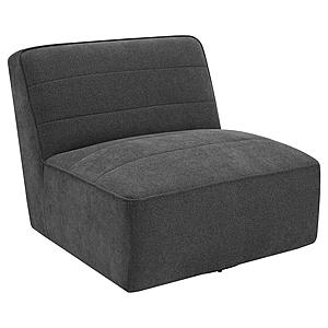 Cobie Upholstered Swivel Armless Chair Dark Charcoal by Coaster