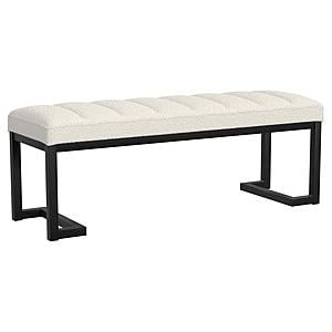 Mesa Boucle Upholstered Tufted Accent Bench Vanilla by Coaster