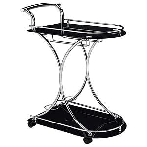 Elfman 2-shelve Serving Cart Chrome and Black by Coaster