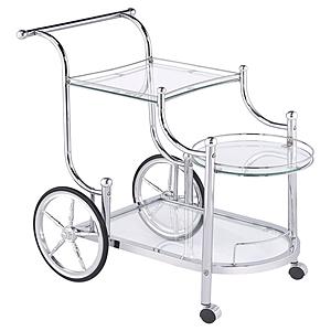 Sarandon 3-tier Serving Cart Chrome and Clear by Coaster