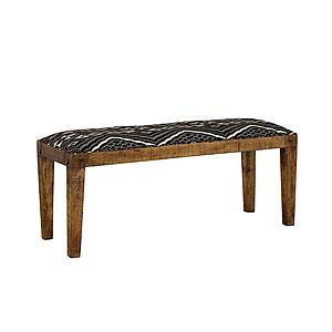 Lamont Rectangular Upholstered Bench Natural and Navy by Coaster