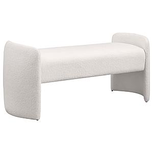 Peoria Velvet Upholstered Accent Bench Ivory by Coaster