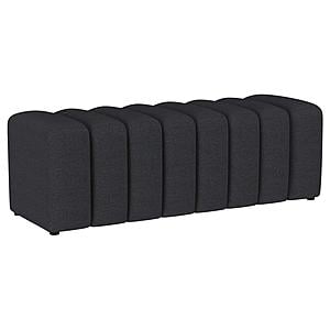 Summer Fabric Upholstered Tufted Accent Bench Charcoal by Coaster