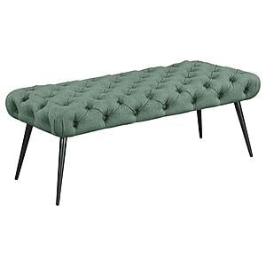Ella Upholstered Tufted Bench Metal Legs Teal by Coaster