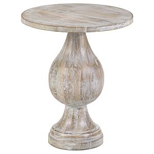 Dianella Round Pedestal Base Accent Side Table White Washed by Coaster