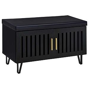 Brixton 2-Door Padded Entryway Shoe Storage Bench Black by Coaster