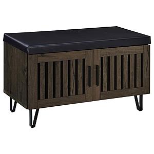 Brixton 2-Door Padded Entryway Shoe Storage Bench Smoked Oak by Coaster