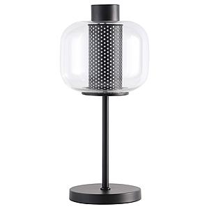 Ingrid Glass Shade Bedside Table Lamp Black by Coaster