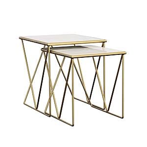 Bette 2-piece Nesting Table Set White and Gold by Coaster