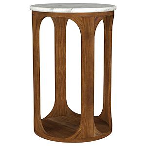 Berkeley Round Marble Top Side Table White and Brown by Coaster