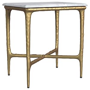 Baldwin Rectangular Marble Top Side Table White and Gold by Coaster
