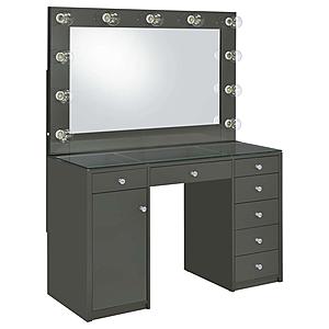 Acena 7-Drawer Vanity Set w/Lighting Grey High Gloss by Coaster