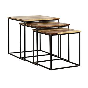 Belcourt 3-piece Square Nesting Tables Natural and Black by Coaster