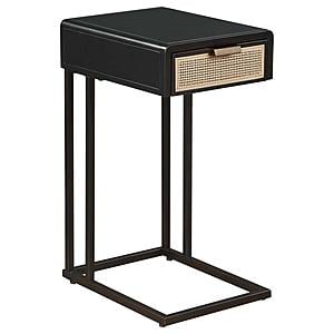 Amherst 1-drawer Radio Weave Cane Metal Side Table Black by Coaster