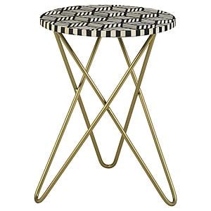Xenia Round Bone Inlay Accent Side Table White and Gold by Coaster