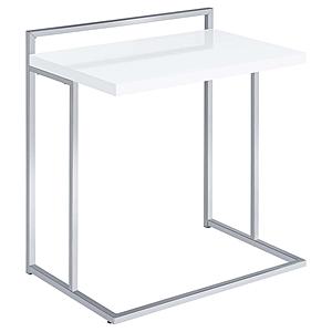 Dani Rectangular C-Shaped Sofa Side Table White High Gloss by Coaster