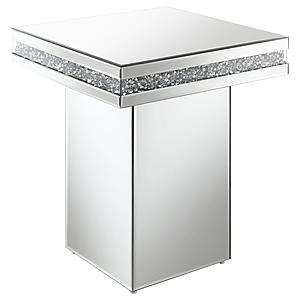 Elora Pedestal Square Top Accent Table Mirror by Coaster