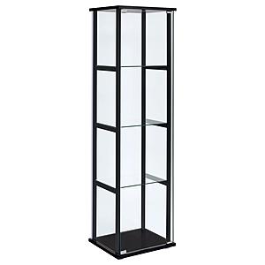 Cyclamen 4-shelf Glass Curio Cabinet Black and Clear by Coaster