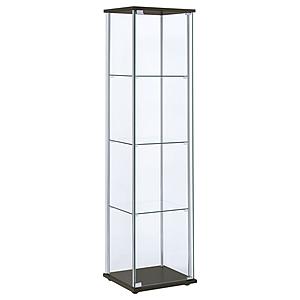 Bellatrix Rectangular 4-shelf Curio Cabinet Cappuccino and Clear by Coaster
