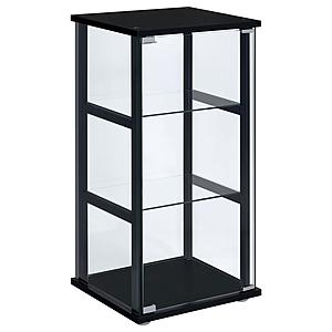 Cyclamen 3-shelf Glass Curio Cabinet Black and Clear by Coaster