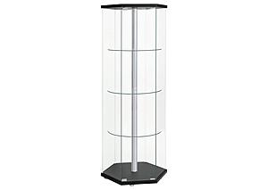 Zahavah 4-shelf Hexagon Shaped Curio Cabinet Black and Clear by Coaster