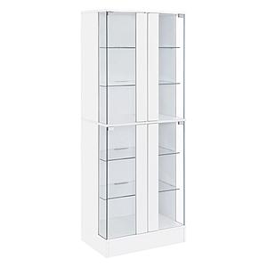 Cabra Display Case Curio Cabinet w/Glass Shelves and LED Lighting White High Gloss by Coaster