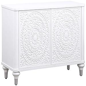 Cardella 2-Door Mandala Accent Cabinet Distressed White by Coaster