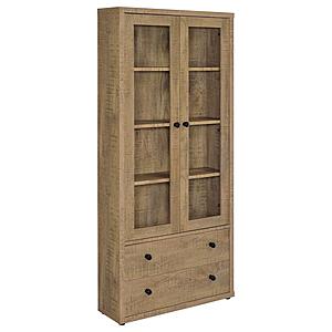 Hawthorne 4-Shelf Glass Door Tall Cabinet w/Drawers Mango by Coaster
