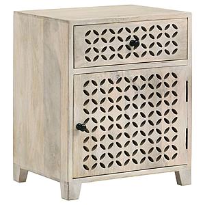 August 1-Drawer Trellis Pattern Storage Cabinet White Washed by Coaster
