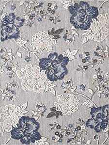 Calla Grey/Blue Floral Vine Area Rug by KAS Rugs