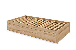 Captains Bed (Classic) with Single Layer Drawers - Twin Size - Eco-Friendly Solid Beech Wood by Comfort Pure