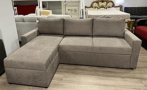 Concept Reversible Sectional Sofa Bed Gray with Storage Chaise by Prestige Furnishings