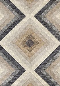 Cora Cream Grey Brown Diamond Design Rug by Kalora