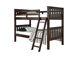 Mission Bunkbed Cappuccino With Slat Kit And Dual Under Bed Drawers Dark Cappuccino by Donco