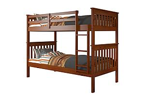 Twin/Twin Mission Bunk Bed With Under Bed Drawers In Light Espresso Finish by Donco