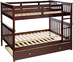 Full/Full Mission II Bunk Bed With Trundle Bed Dark Cappuccino Finish by Donco