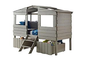 Twin Tree House Loft Rustic Grey w/Drawers by Donco