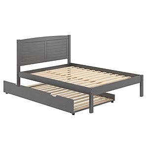 Full Louver Bed With Trundle Bed Antique Grey by Donco
