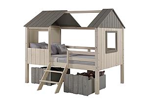 Full House Low Loft Rustic Sand/Rustic Grey With Dark Dual Loft Drawers by Donco