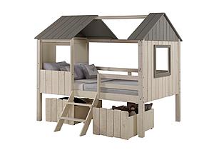 Full House Low Loft Rustic Sand/Rustic Grey With Light Dual Loft Drawers by Donco