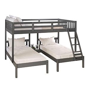 Full Over Double Twin Bed Loft Bunk In Dark Grey Finish by Donco