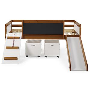 Twin Art Play Junior Low Loft With Toy Boxes In Espresso Finish by Donco