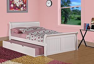 Full Sleigh Bed With Trundle Bed White Finish by Donco