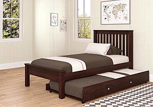 Twin Contempo Bed With Trundle Bed Dark Cappuccino Finish by Donco
