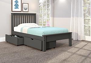 Twin Contempo Bed With Dual Under Bed Drawers In Dark Grey Finish by Donco