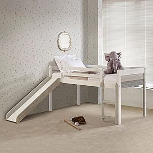 Twin Panel Low Loft Bed With Slide In Two-tone Grey/White Finish & Camo Tent Kit by Donco